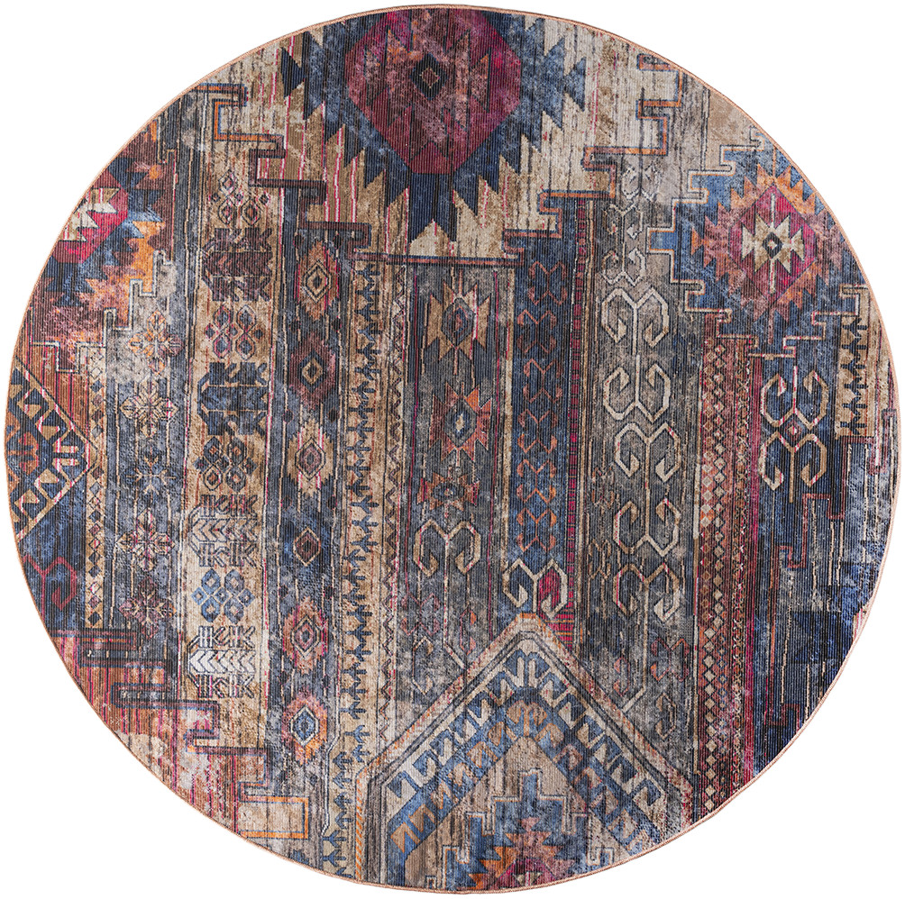 Nourison New Concept Washables 7'10" x Round Multicolor Vintage Indoor Rug