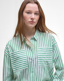 Nicola Striped Relaxed Long-Sleeved Shirt White/Kelly Green