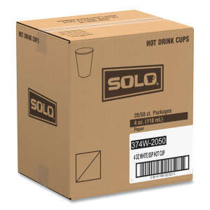 Solo, Single-Sided Poly Paper Hot Cups, 4 oz, White