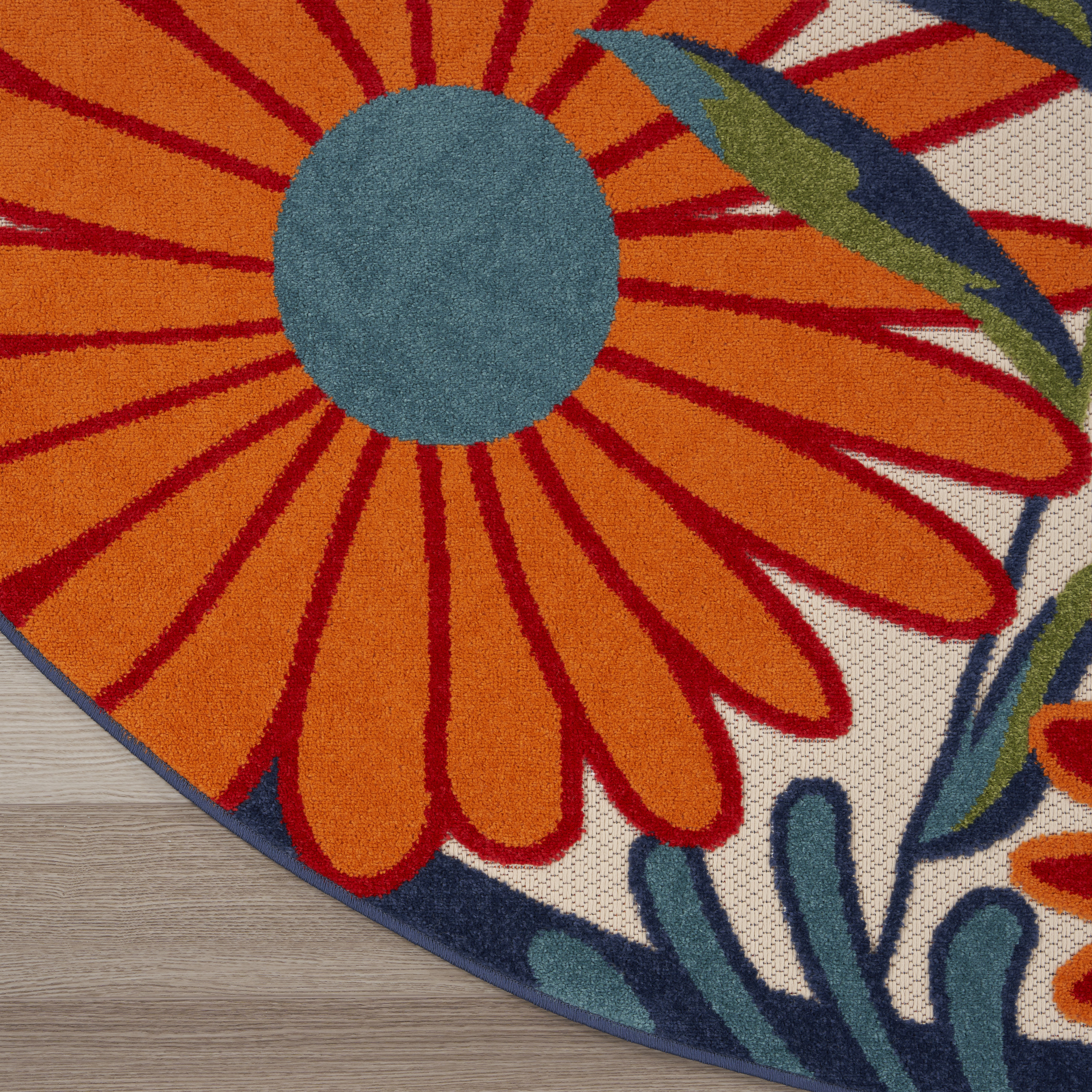 Nourison Aloha 7'10" x Round Multicolor Contemporary Rug