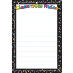Smart Poly&trade; Chart, 13" x 19", Chalk Dots with Loops Classroom Rules, w/Grommet