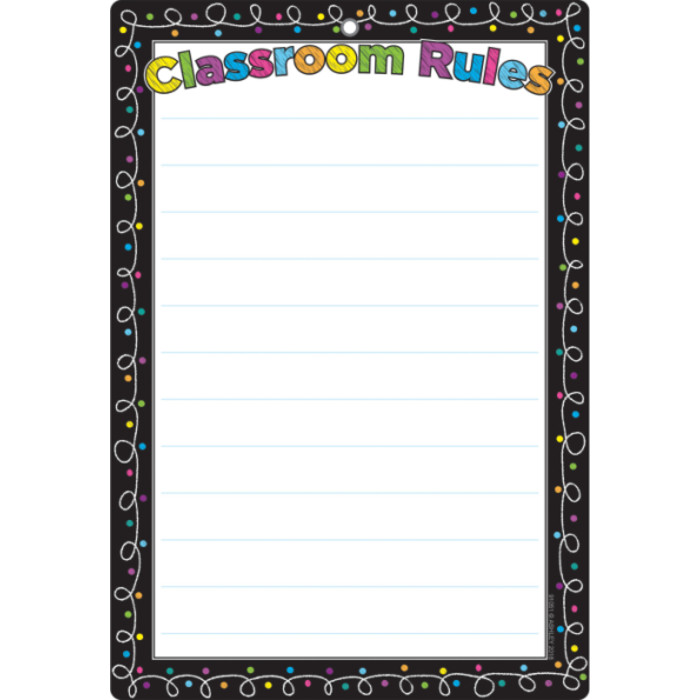 Smart Poly&trade; Chart, 13" x 19", Chalk Dots with Loops Classroom Rules, w/Grommet