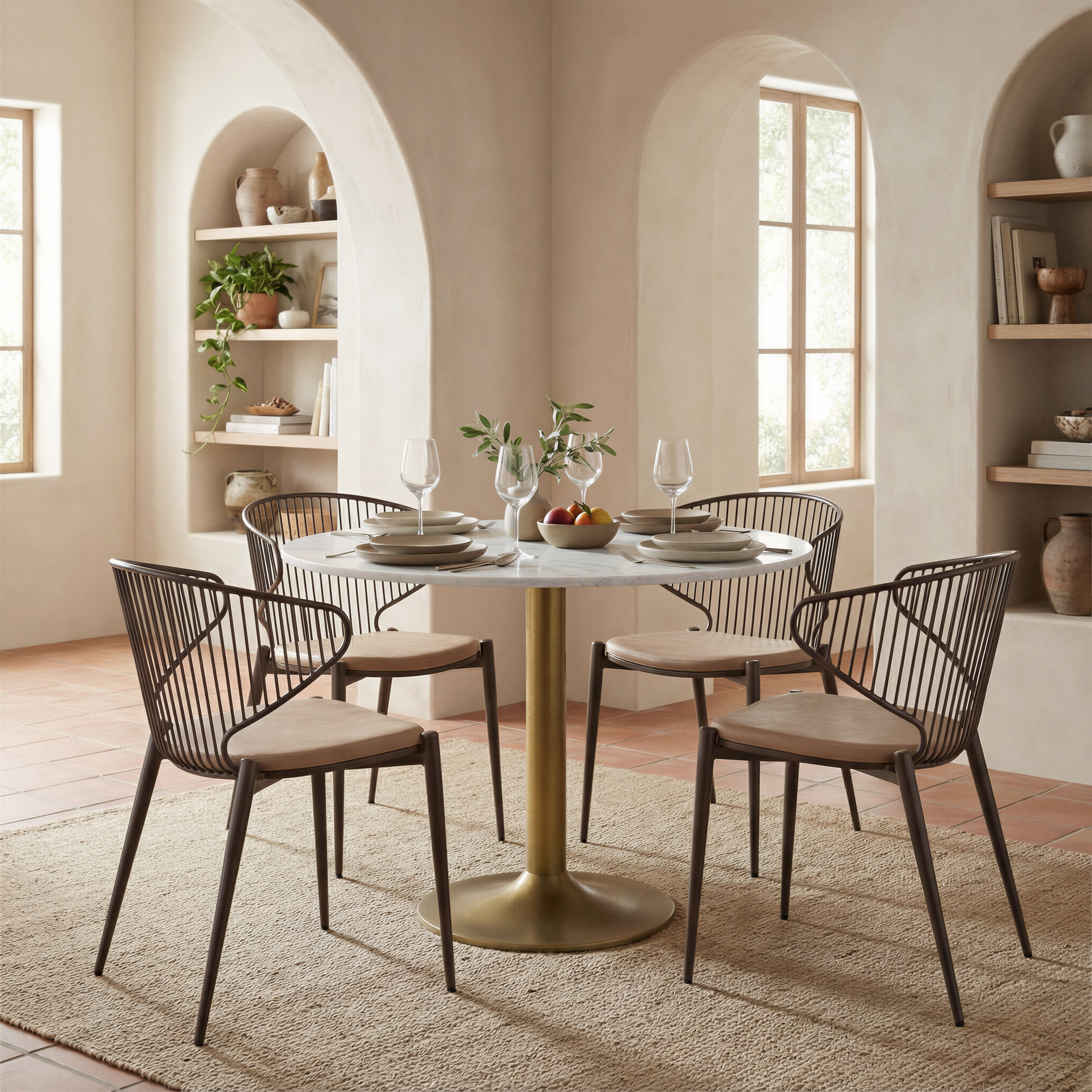 Fullerton Dining Table White & Gold product image