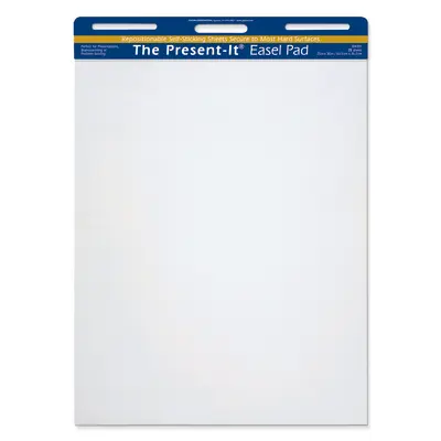 The Present-It  Easel Pad, Self-Adhesive, White, unruled 25