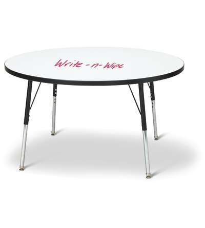 Berries® Round Dry Erase Table - 48" Diameter, A-height - Write-n-Wipe/Black/Black