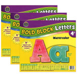 Teacher Created Resources&reg; Watercolor Bold Block 4" Letters Combo Pack, 3 Packs TCR8889-3