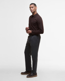 Furness Long-Sleeved Polo Shirt Dark Oak