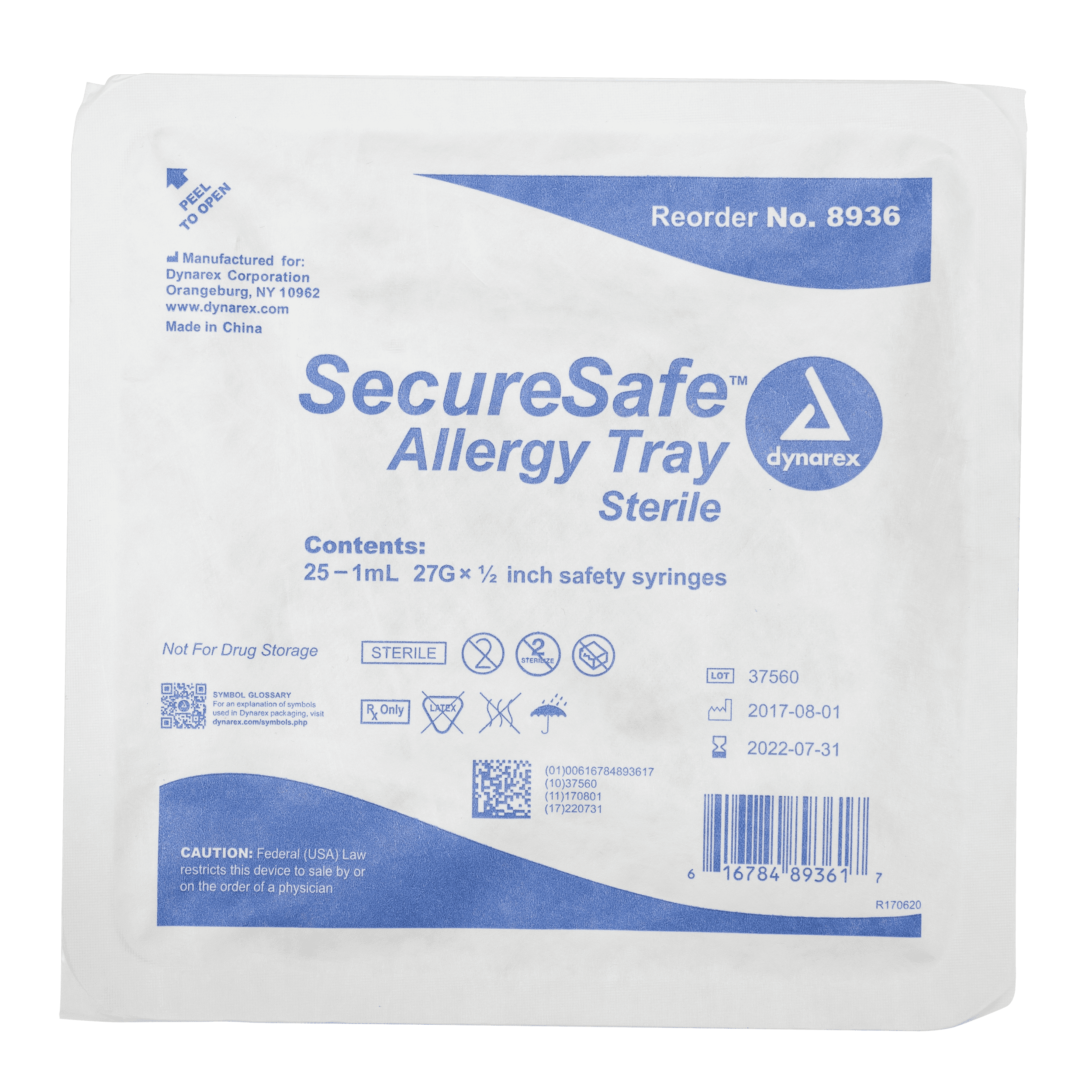 SecureSafe Allergy Safety Syringe Tray - 1cc - 27G - 1/2in needle