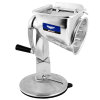 King Kutter™ manual food processor with suction cup base and shredder-cut, string-cut, French-fry-cut, thin-slice-cut and crinkle-cut cones