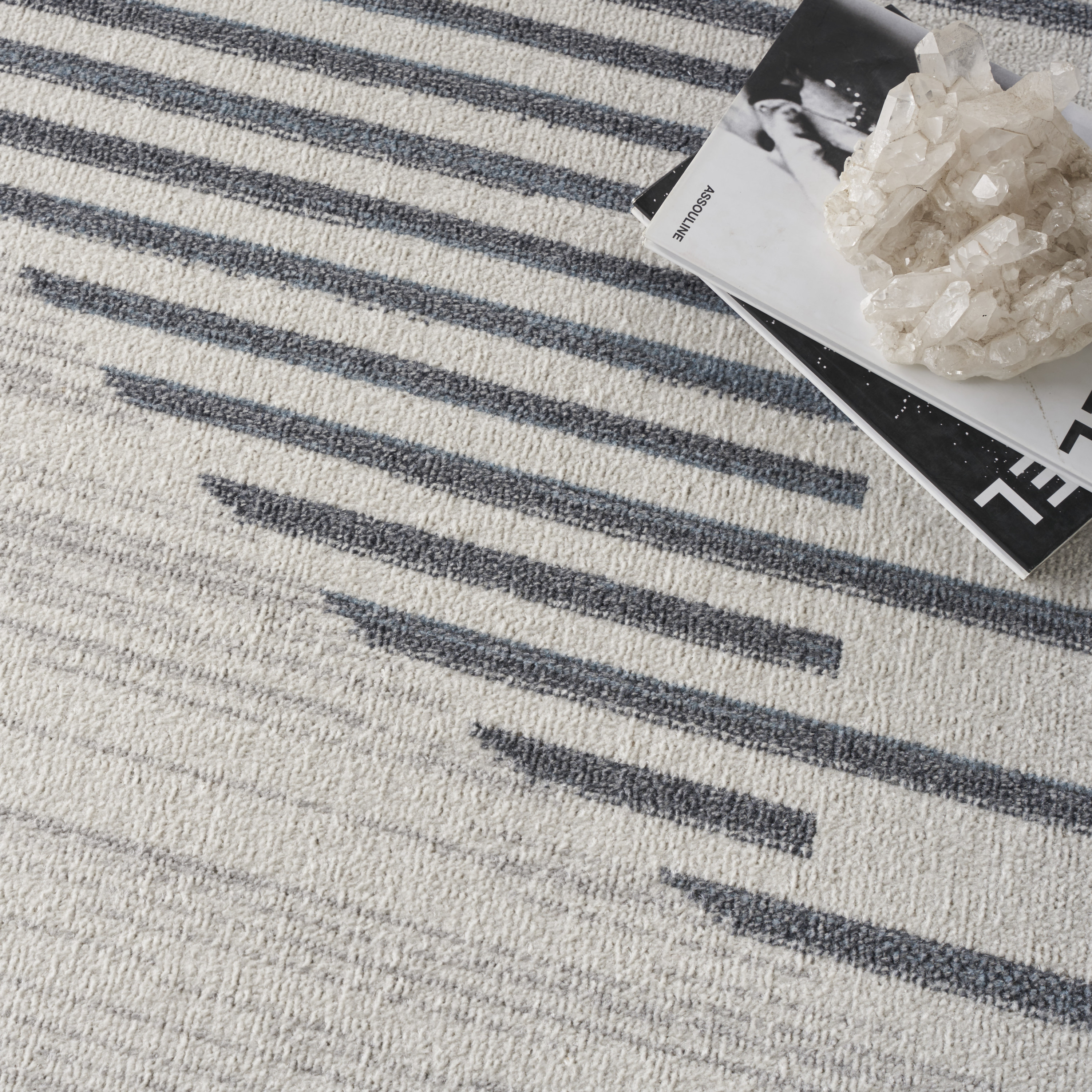 Nourison Astra Machine Washable 9' x 12' Ivory Blue Mid-Century Modern Indoor Rug