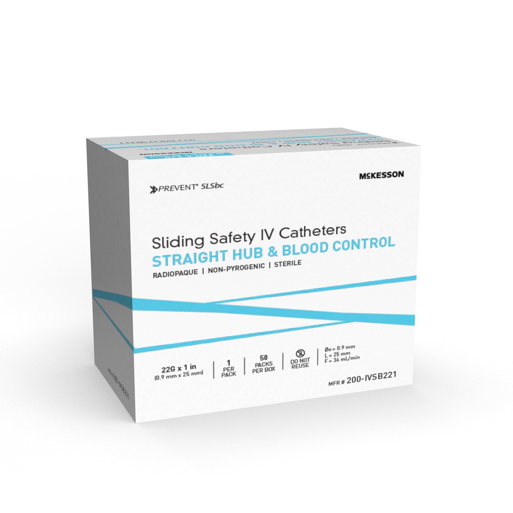 McKesson Brand CATH, IV SFTY SLIDING BC STR 22GX1" (50/BX 4BX/CS)