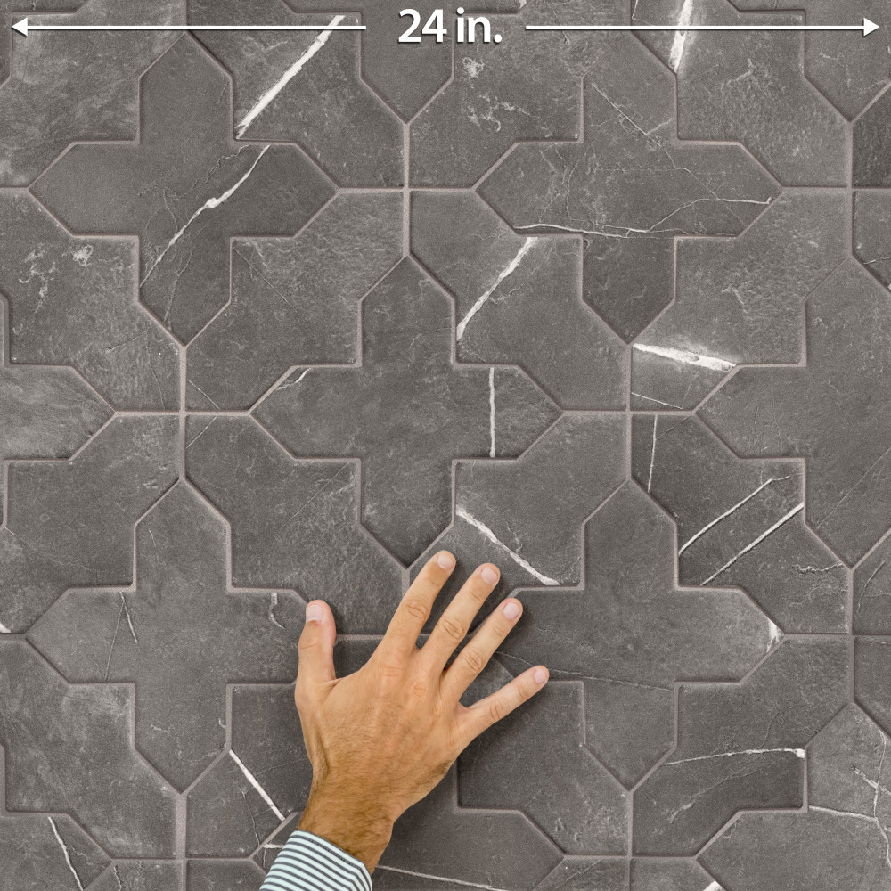 Istanbul Squire Shield Night with Night Cross 6 in. x 8-3/8 in. Porcelain Floor and Wall Tile