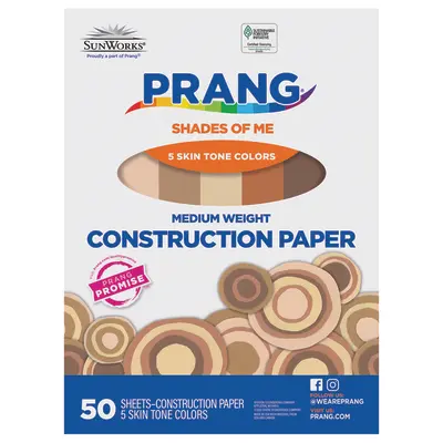 Prang (Formerly SunWorks) Shades of Me Construction Paper, 5 Assorted Skin Tone Colors, 12" x 18", 50 Sheets