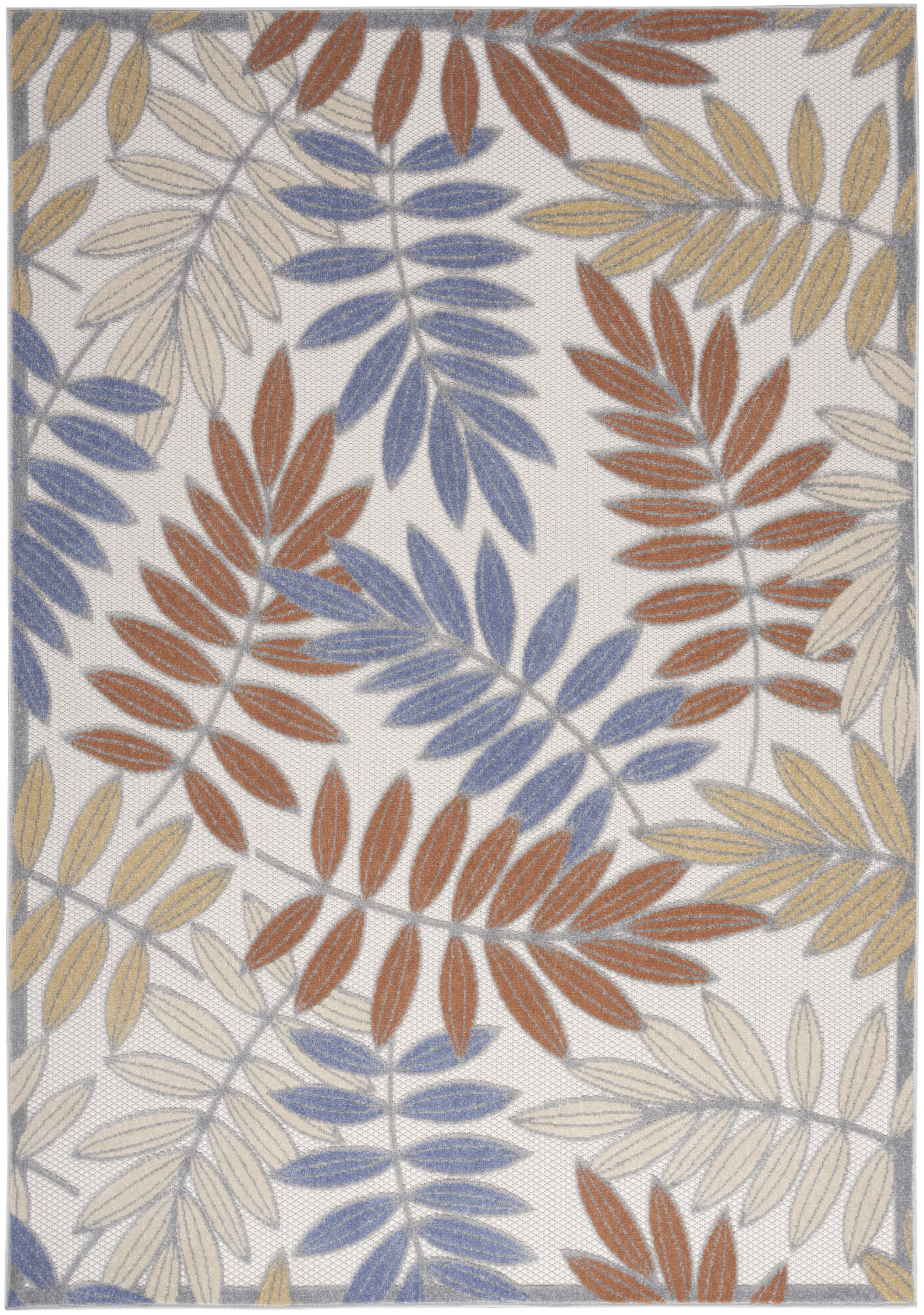 Nourison Aloha 5'3" x 7'5" Blue Mocha Outdoor Rug