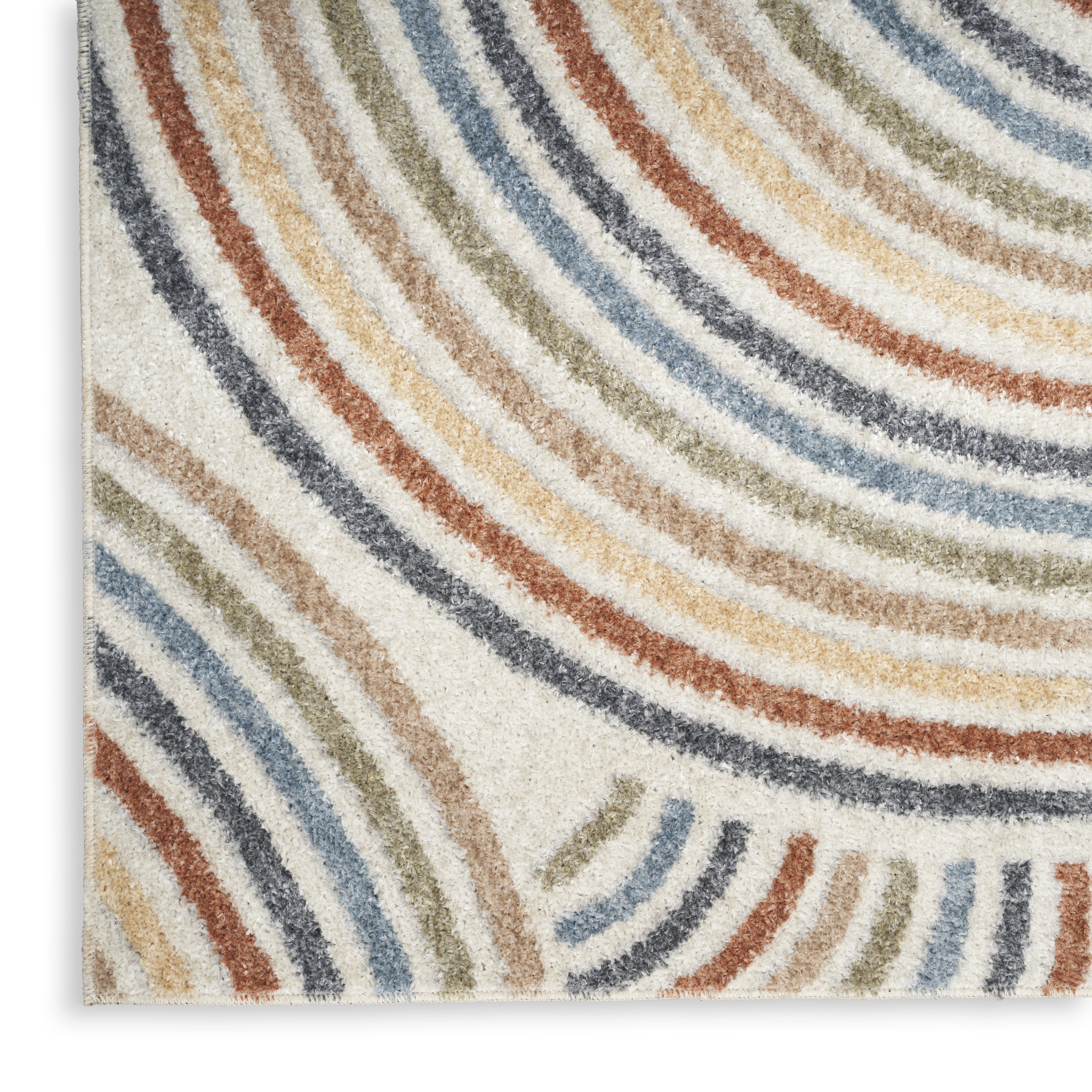 Nourison Astra Machine Washable 2' x 6' Ivory Multicolor Mid-Century Modern Indoor Rug
