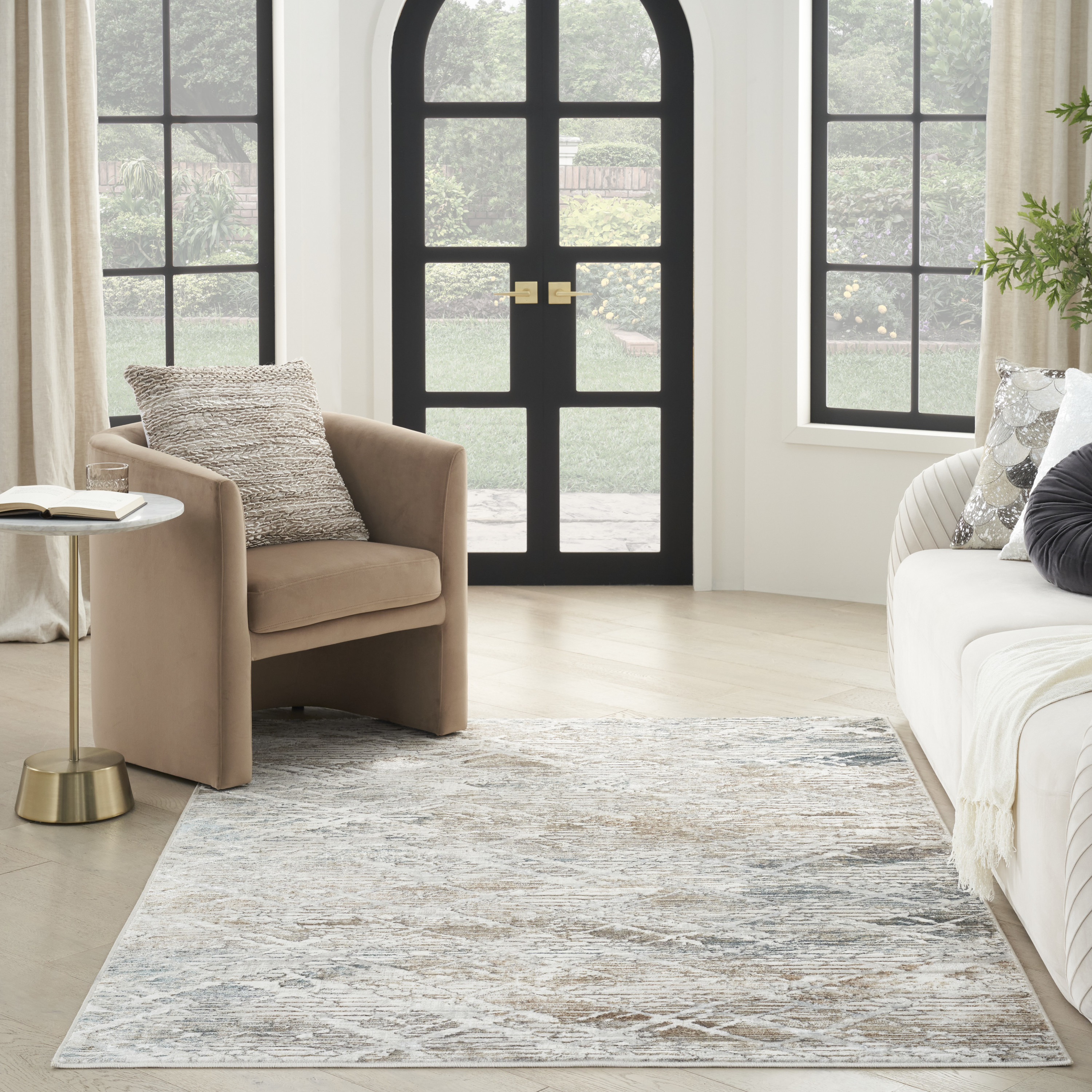 Nourison Glitz 7'10" x 9'10" Grey Multicolor Modern Indoor Rug