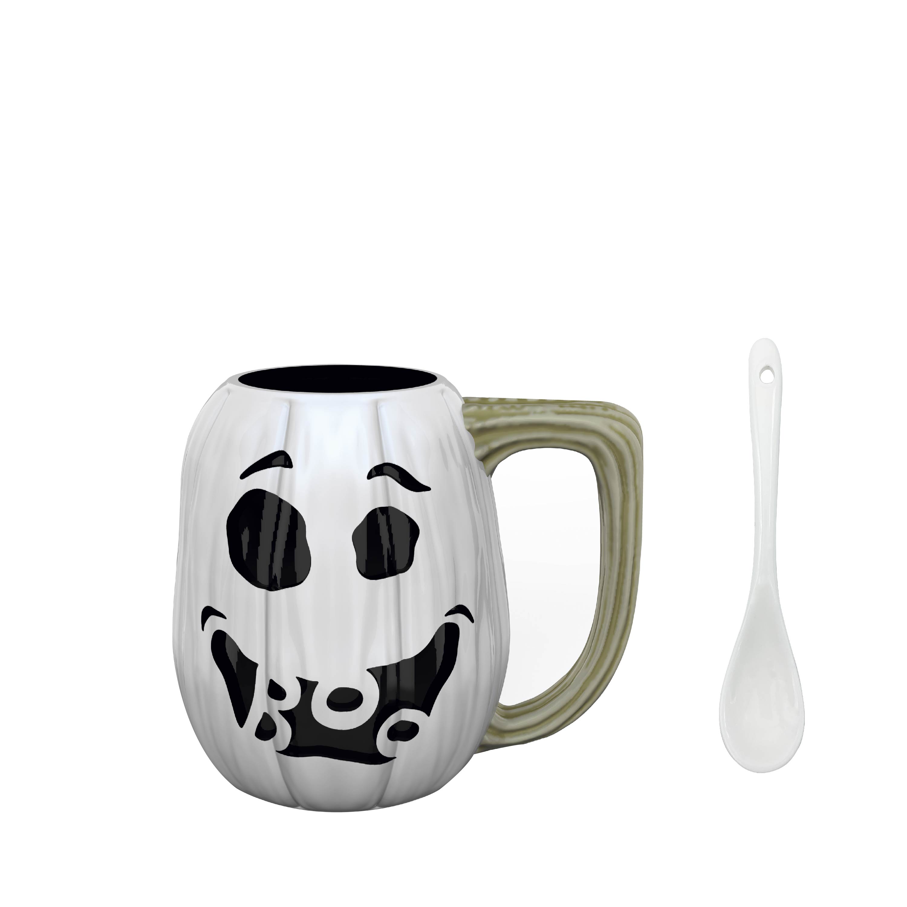 Halloween 15 ounce Coffee Mug and Spoon, Ghost Pumpkin slideshow image 1 Halloween 15 ounce Coffee Mug and Spoon, Ghost Pumpkin slideshow image 1
