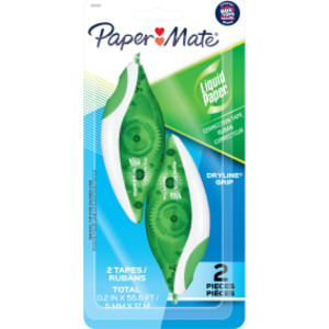 Paper Mate Liquid Paper DryLine Grip Correction Tape, 2 Count