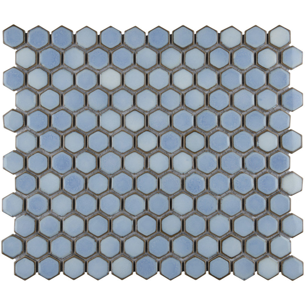 Hudson 1″ Hex Frost Blue 11-7/8 in. x 13-1/4 in. Porcelain Mosaic Tile