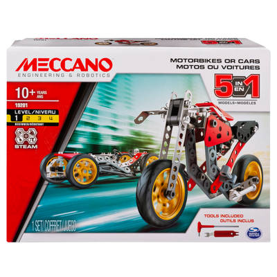 Meccano, 5-in-1 Street Fighter Bike, S.T.E.A.M. Building Kit, for Ages 10 and Up