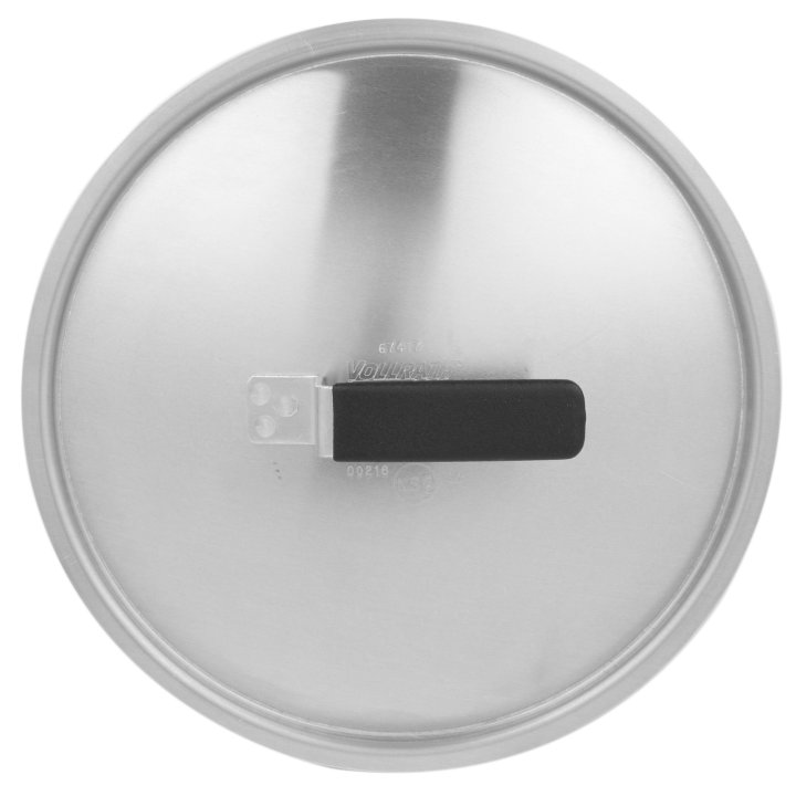11 3/16-inch Wear-Ever® domed aluminum cover with satin finish and dipped handle