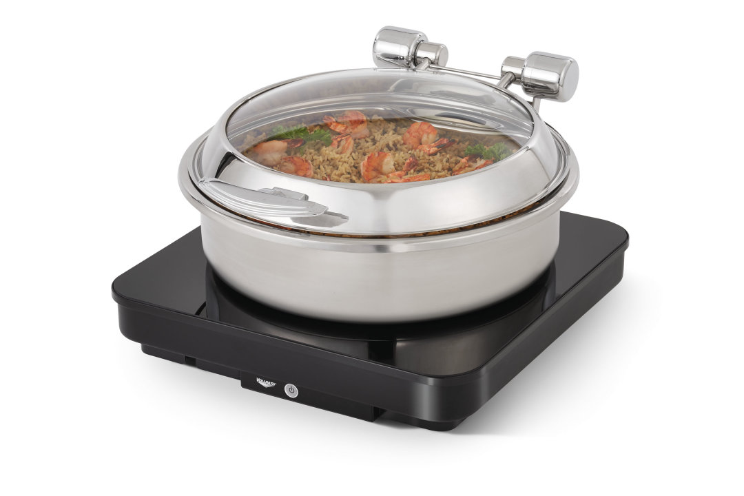 230-volt 16-inch Mirage® square countertop induction buffet warmer in black with Schuko plug