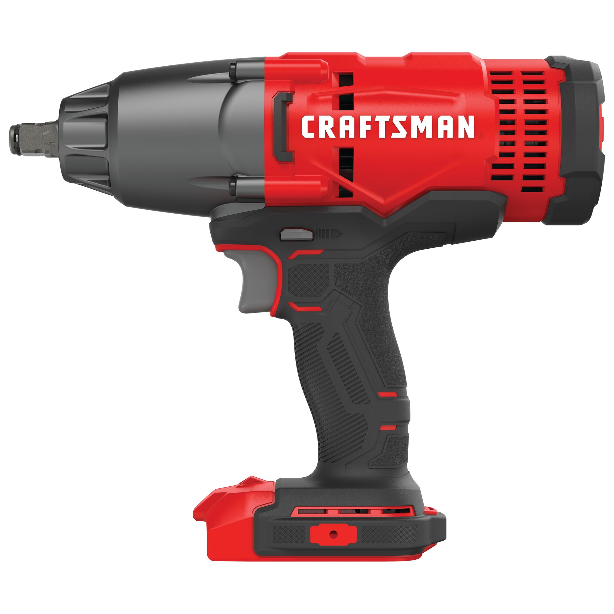 Right profile  view of cordless half inch impact wrench tool.