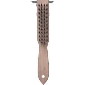Carlisle, 5.50in, Heavy-Duty Wood Handle Scraper, Steel Bristles, Tan