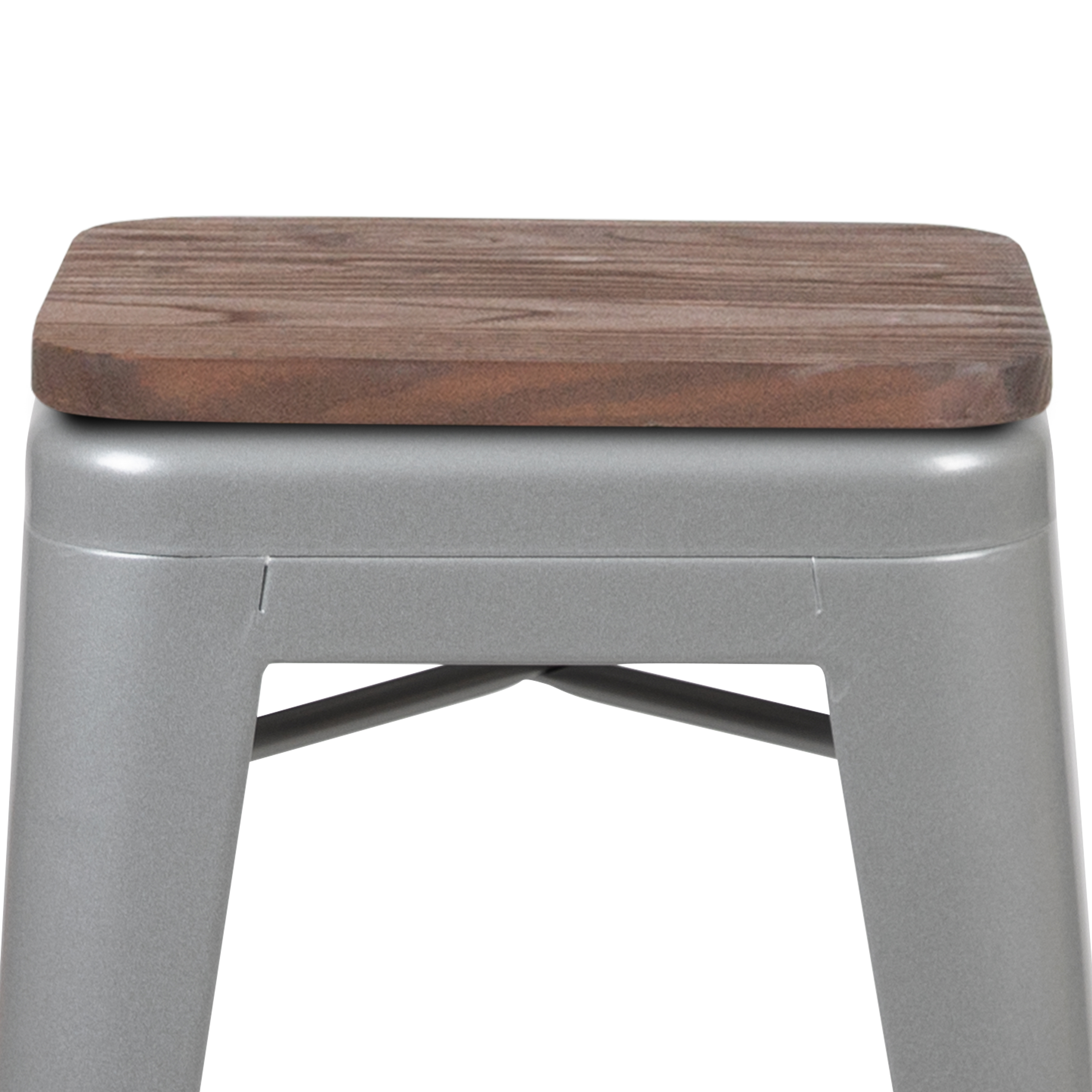 Cierra 24" High Metal Counter-Height, Indoor Bar Stool with Wood Seat in Gun ... - Picture 20 of 49
