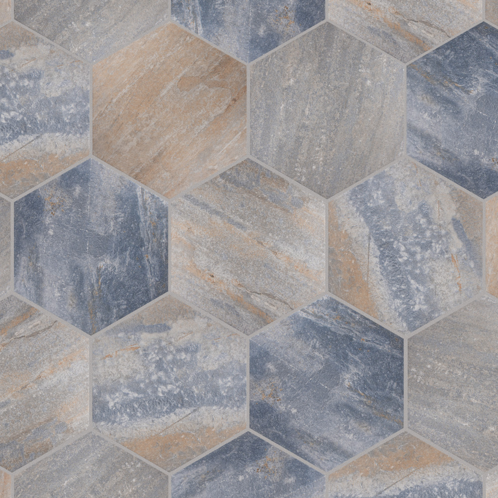 Pompeya Grand Hex 19x22 Hexagon Porcelain Floor and Wall Digital Pattern