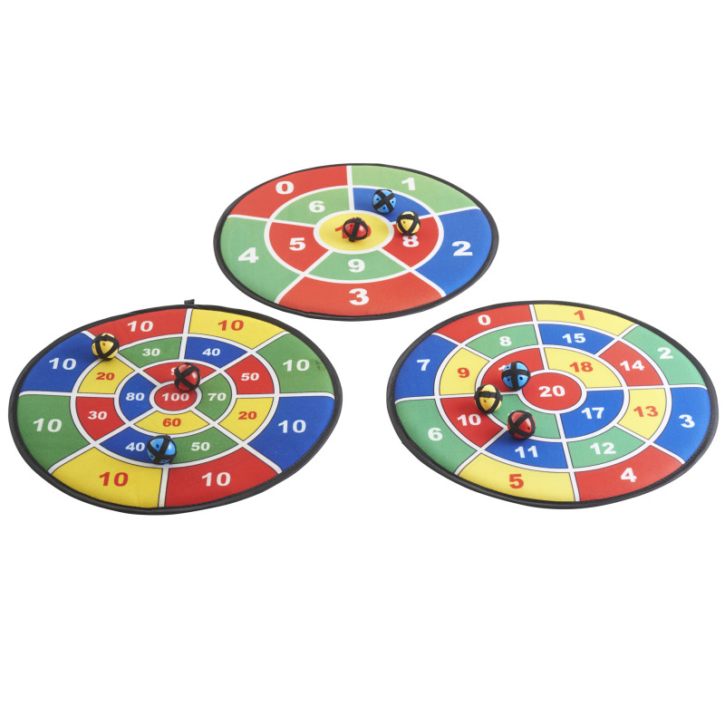 Target Math - 3 Large (17.75") Fabric Dart Boards with 9 Balls Using Hook-and-Loop Fasteners