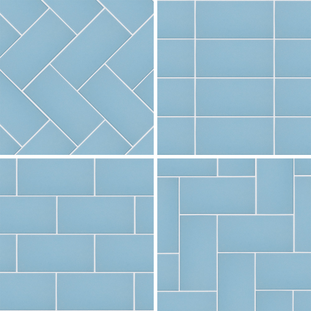 Piscina Brick Matte Blue 4.75x9.63 Rectangle Porcelain Floor and Wall Digital Pattern