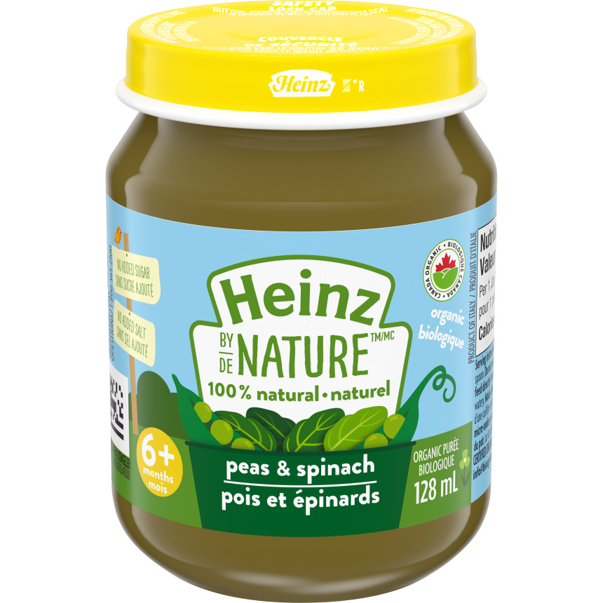 Heinz by Nature 100% Natural Baby Food - Organic Peas & Spinach Purée title=