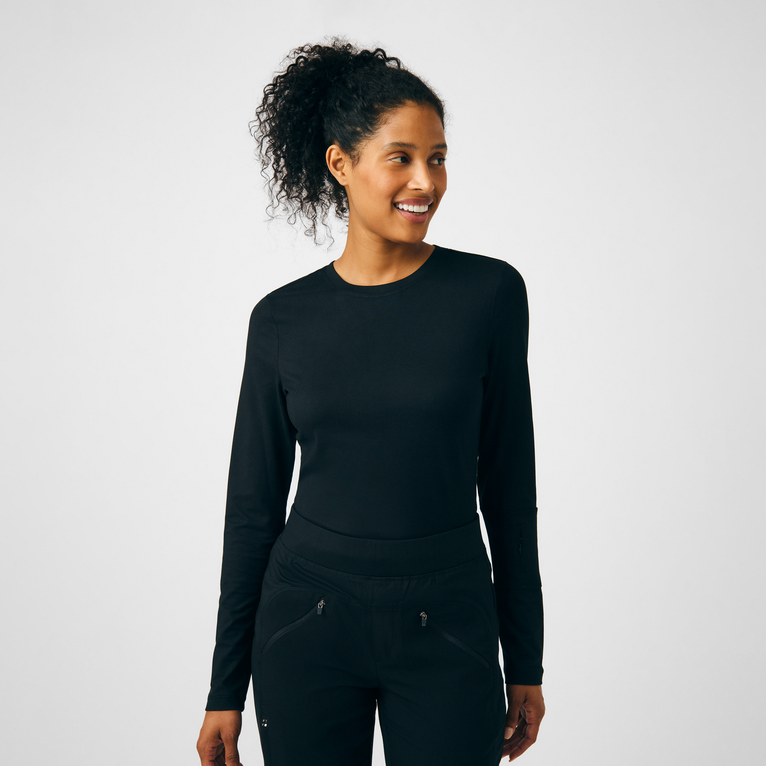 White Cross CRFT Women&#8216;s 1-Pocket Long-Sleeve Tee-White Cross