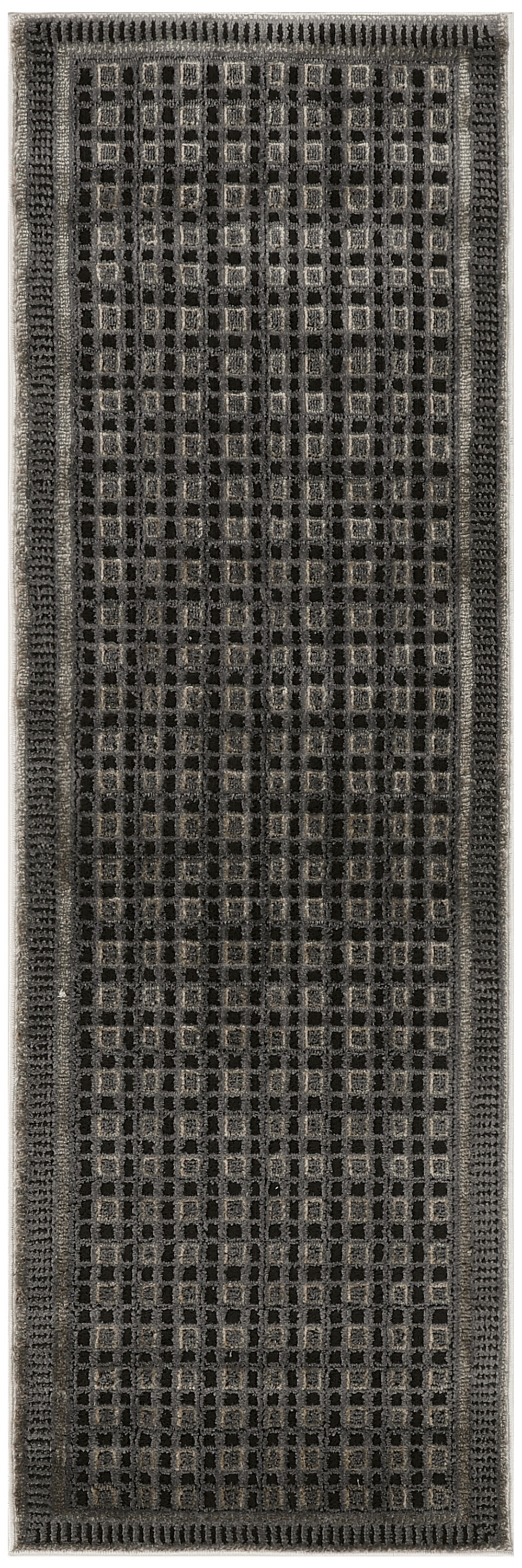 Nourison Nordic 2' x 6' Black Taupe Art Deco Indoor Rug
