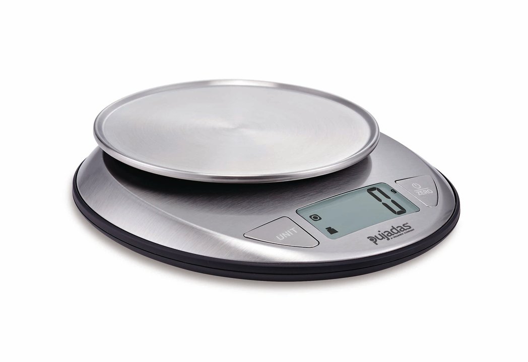 Balanza electrónica de 14 centímetros plataforma redonda de acero inoxidable