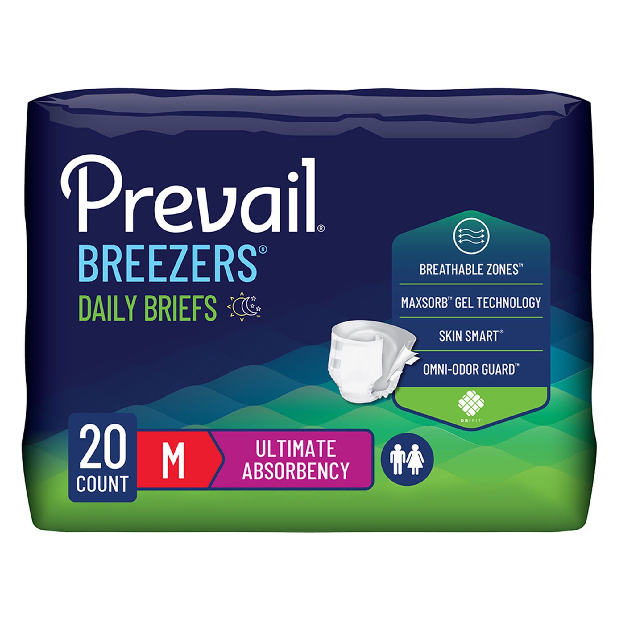 Prevail® Breezers® Ultimate Absorbency Incontinence Briefs, Medium