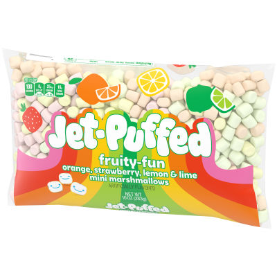 Jet-Puffed Fruity-Fun Orange, Strawberry, Lemon & Lime Mini Marshmallows, 10 oz Bag