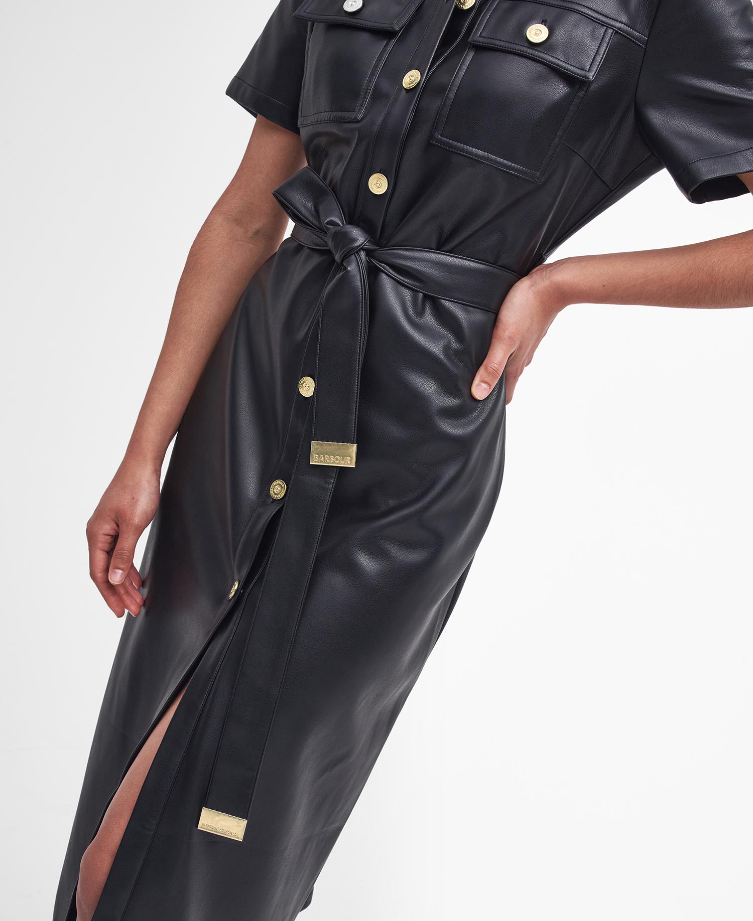 Aria Faux-Leather Midi Dress image number 4