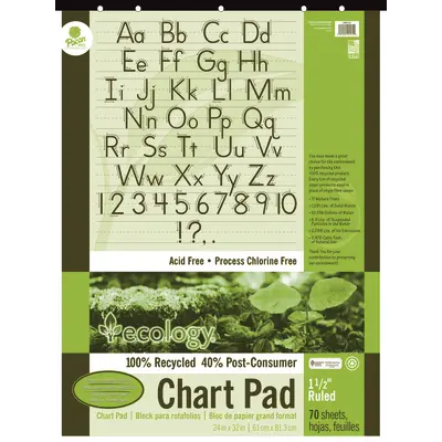 Ecology  Recycled Chart Pad, Manuscript Cover, 1-1/2 in ruled 24