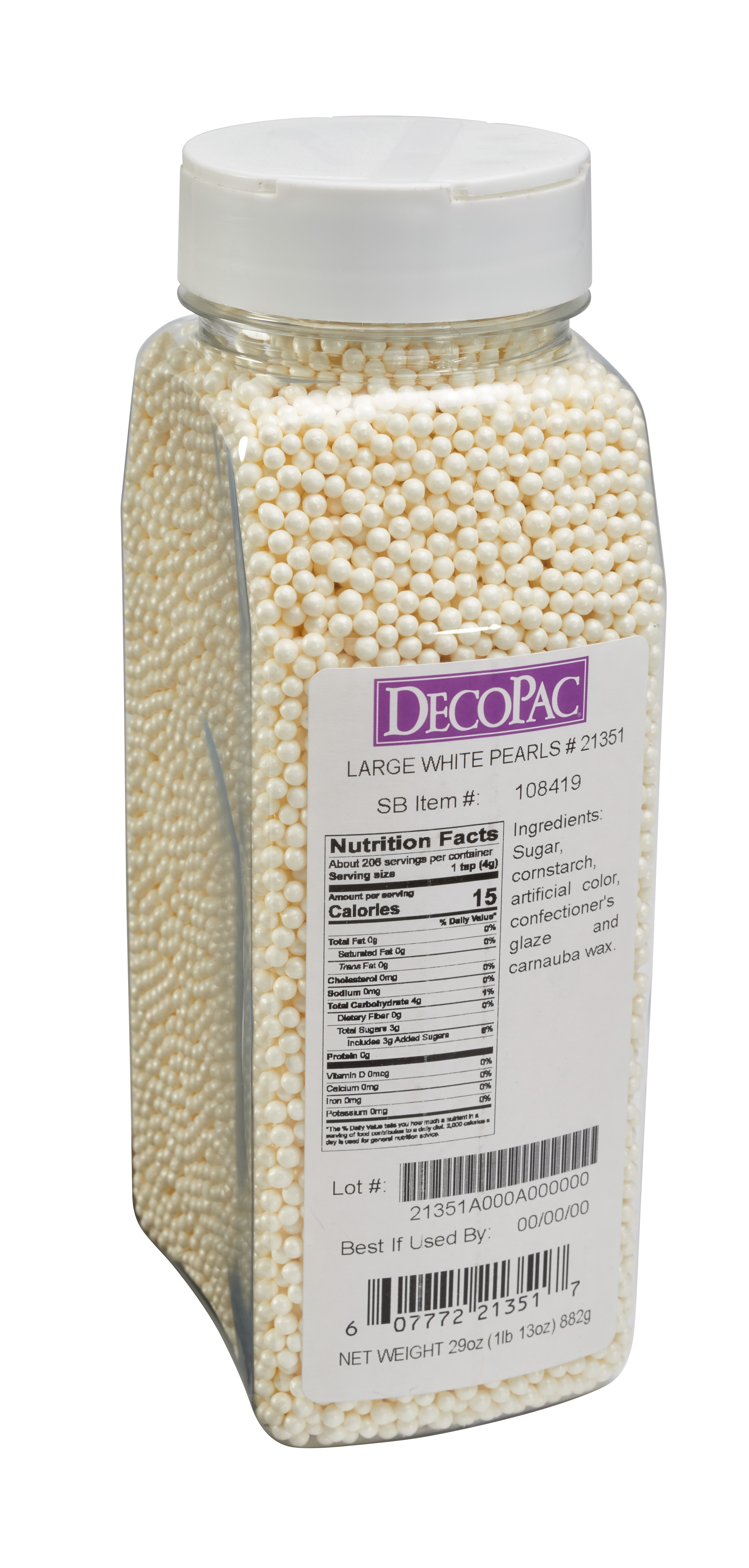 White Pearl Grande Nonpareils Sprinkles DecoPac