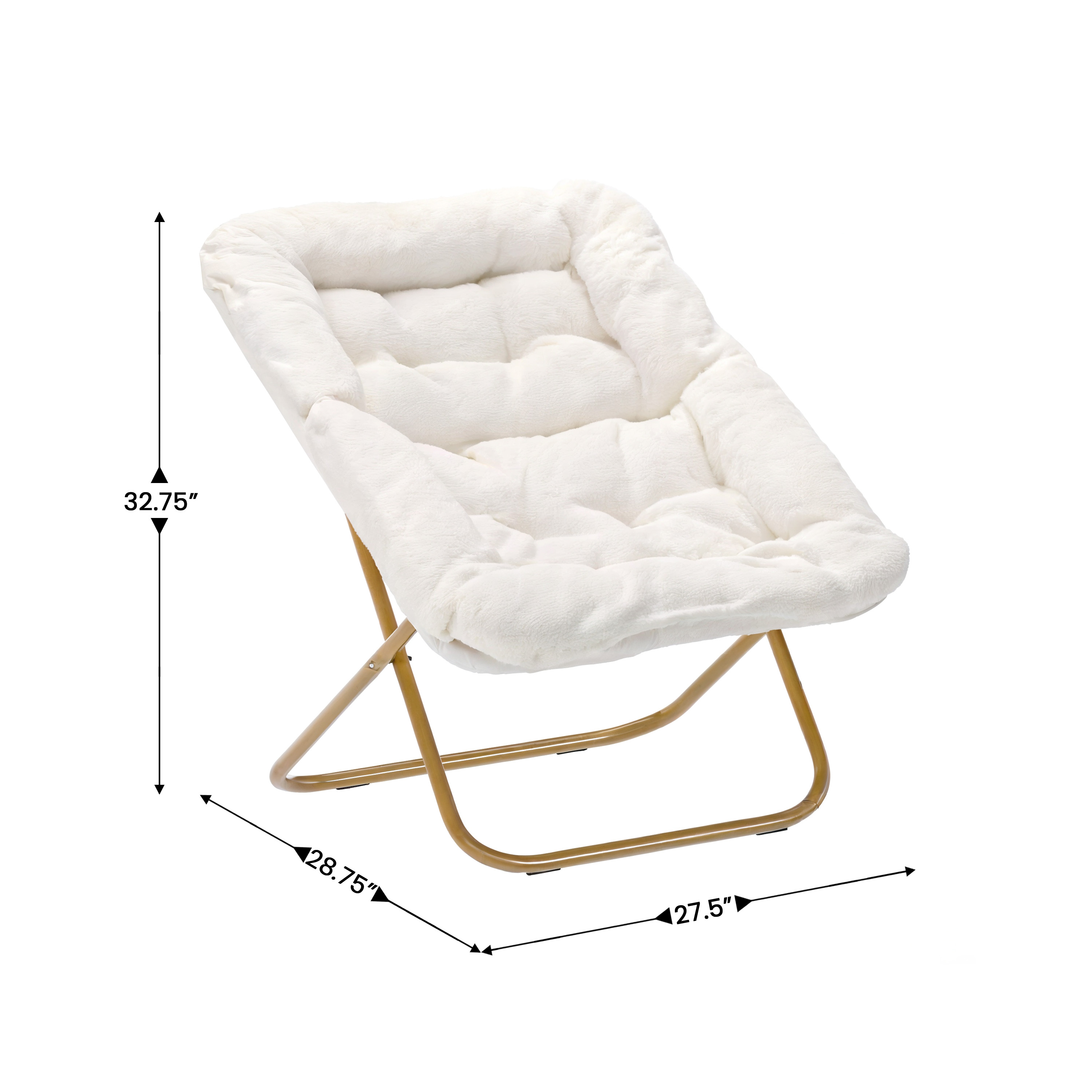 Archer 28" Oversized Portable Faux Fur Folding Saucer Chair with Folding Otto... - Picture 30 of 49