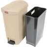 Rubbermaid Commercial, Streamline, Step-On, 13 gal, Resin, Beige, Rectangle, Receptacle