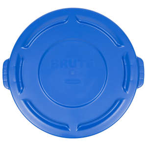 Rubbermaid Commercial, BRUTE, Self-Draining, Round, Resin, 20 gal, Resin, Blue, Receptacle Lid