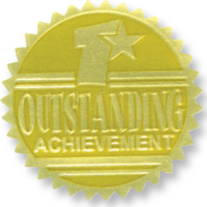 Gold Foil Embossed Seals, Outstanding Achievement
