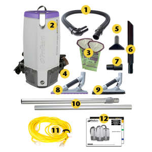 ProTeam, Super Coach Pro 10 w/ ProBlade Hard Surface & Carpet Tool Kit, 14", Backpack Vacuum