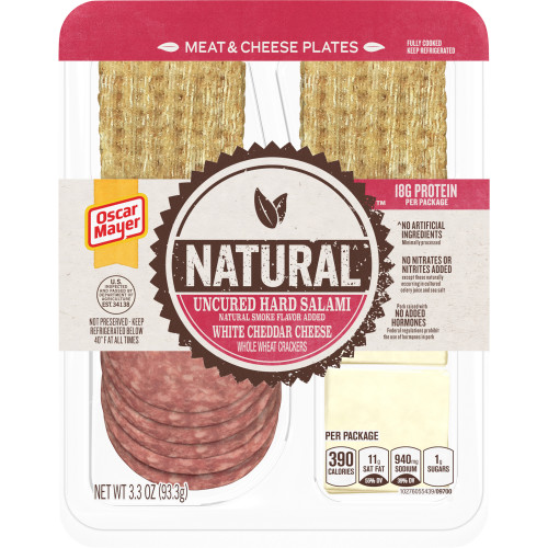 Oscar Mayer Natural Uncured Hard Salami & White Cheddar Meat & Cheese Plates Tray, 3.3 oz