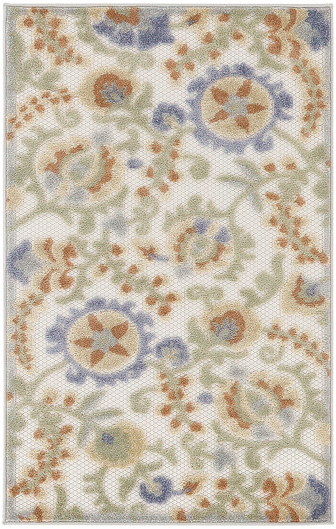 Nourison Aloha 2'8" x 4' Ivory Blue Outdoor Rug