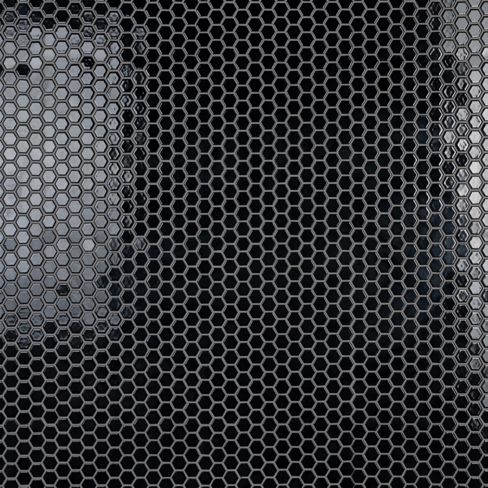 Metro 1″ Hex Glossy Black 10-1/4 in. x 11-7/8 in. Porcelain Mosaic Tile