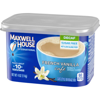 Maxwell House International French Vanilla Decaf Sugar Free Cafe Beverage Mix, 4 oz Canister
